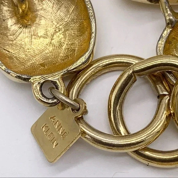 Anne Klein Vintage Gold Square Links Necklace - Picture 4 of 7